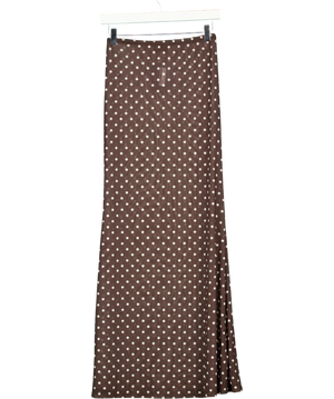 ASOS Design Polka Dot Mesh Column Maxi Skirt Chocolate Brown UK S