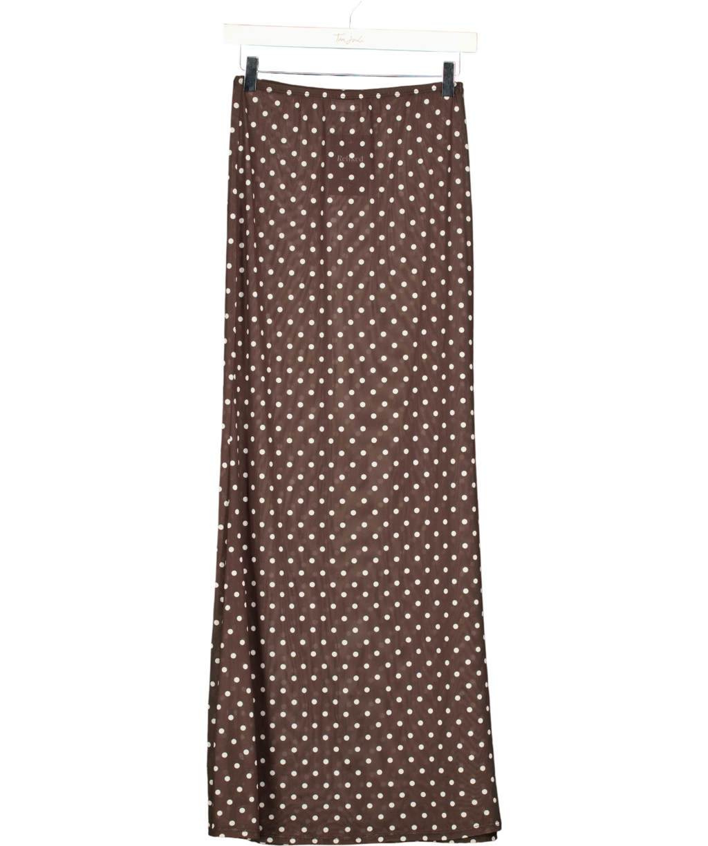 ASOS Brown DESIGN Polka Dot Mesh Column Maxi Skirt Chocolate Brown, size UK S — back