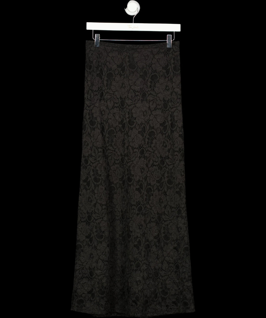 Charli Black Floral Lace Column Maxi Skirt Black, size UK S/M — detail