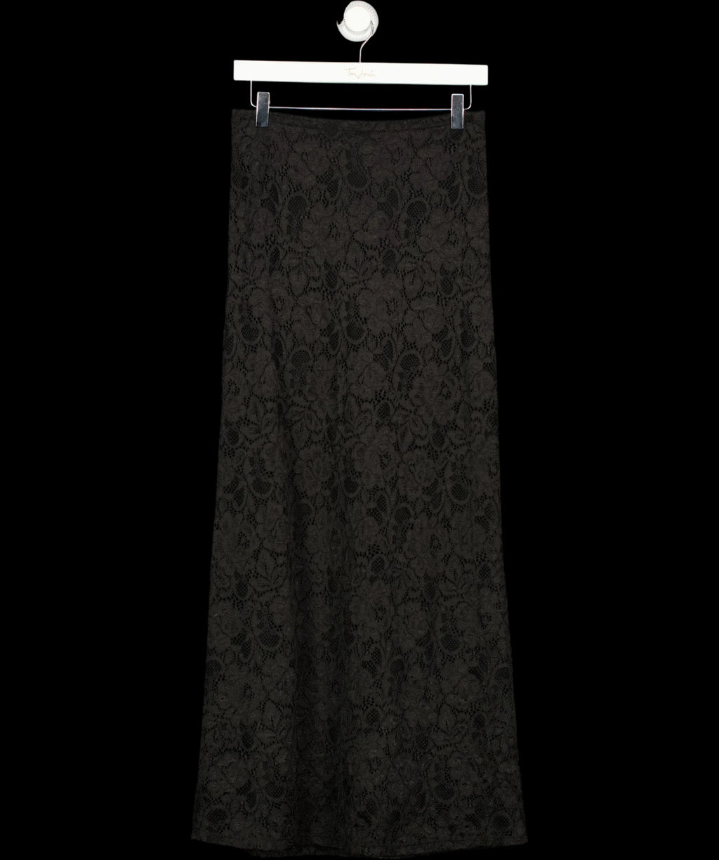 Charli Black Floral Lace Column Maxi Skirt Black, size UK S/M — detail