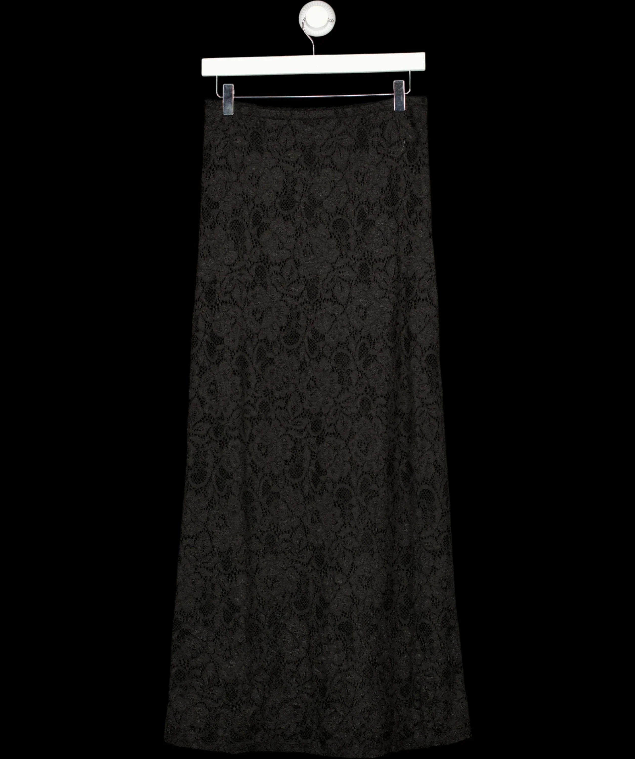 Charli Black Floral Lace Column Maxi Skirt Black, size UK S/M — label