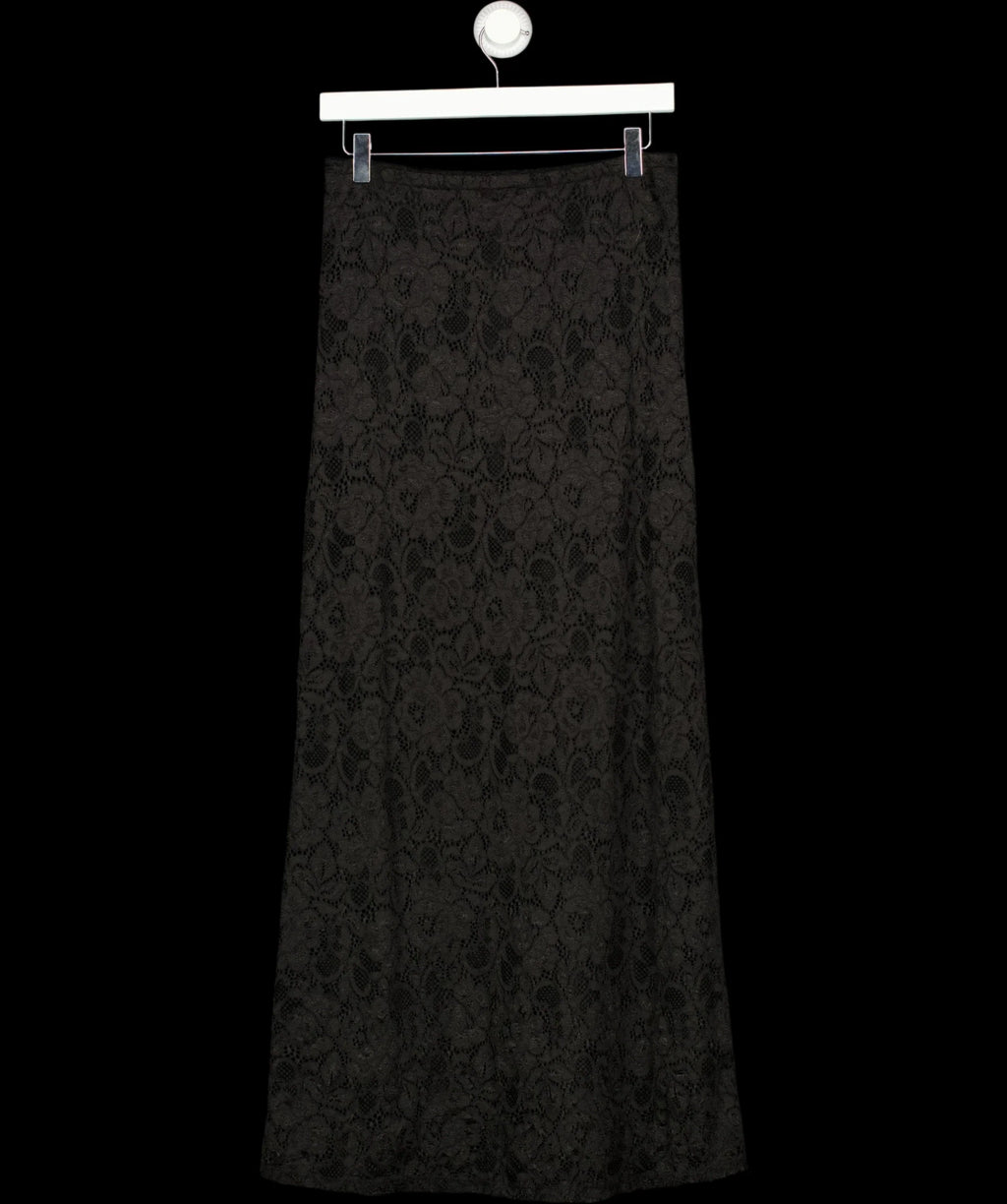Charli Black Floral Lace Column Maxi Skirt Black, size UK S/M — label