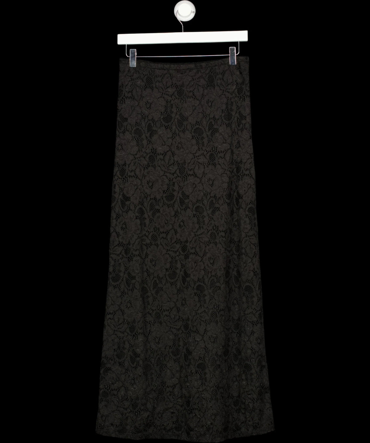 Charli Black Floral Lace Column Maxi Skirt Black, size UK S/M — label