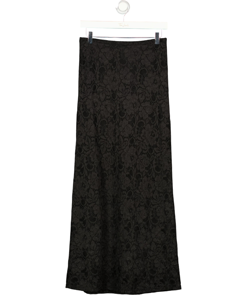 Charli Black Floral Lace Column Maxi Skirt Black, size UK S/M — front
