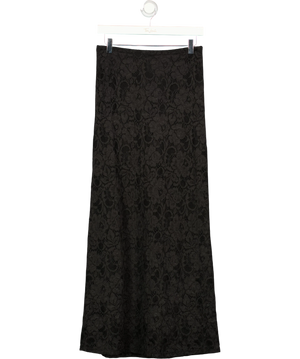 Charli Floral Lace Column Maxi Skirt Black UK S/M