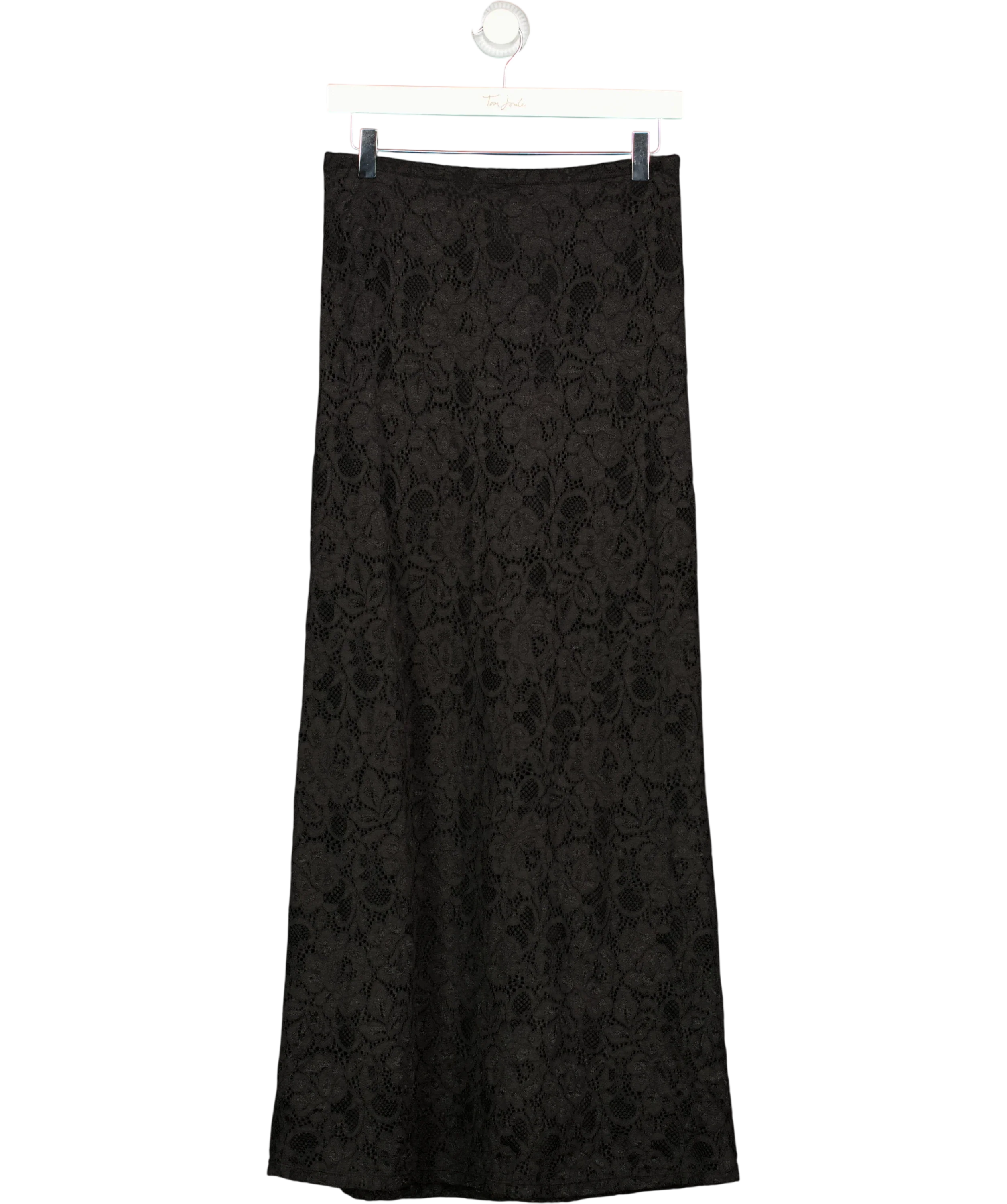 Charli Black Floral Lace Column Maxi Skirt Black, size UK S/M — front