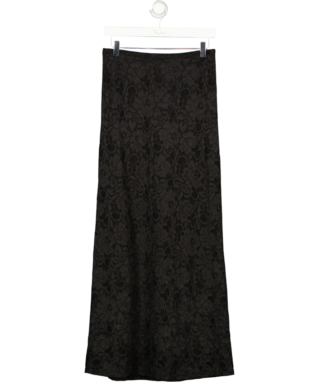 Charli Black Floral Lace Column Maxi Skirt Black, size UK S/M — front