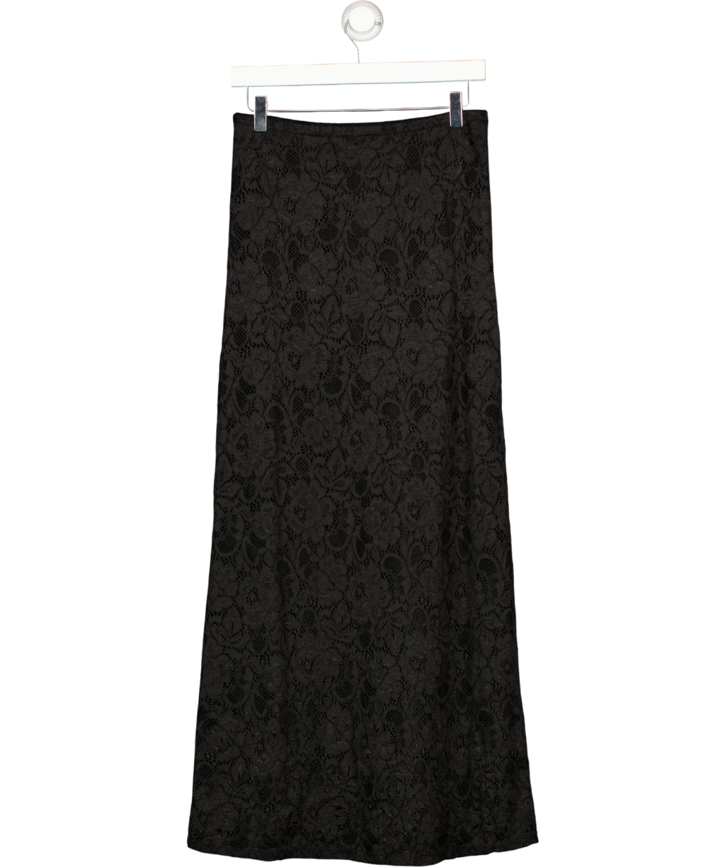 Charli Black Floral Lace Column Maxi Skirt Black, size UK S/M — back