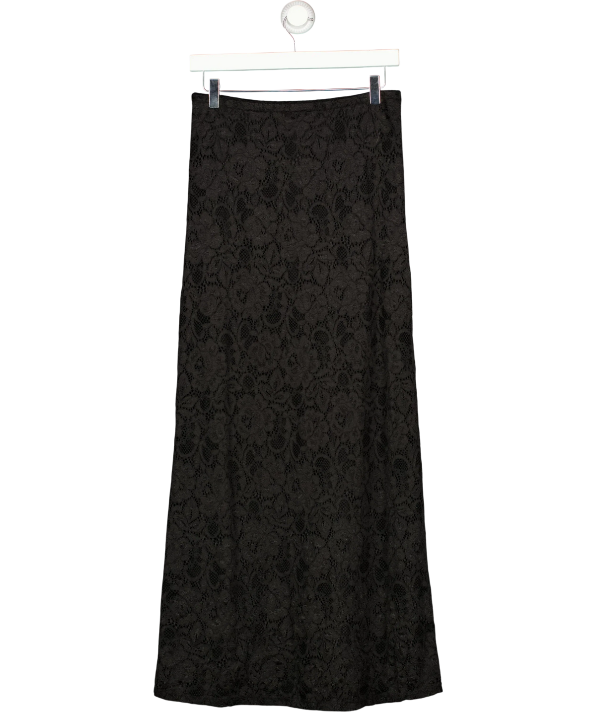 Charli Black Floral Lace Column Maxi Skirt Black, size UK S/M — back