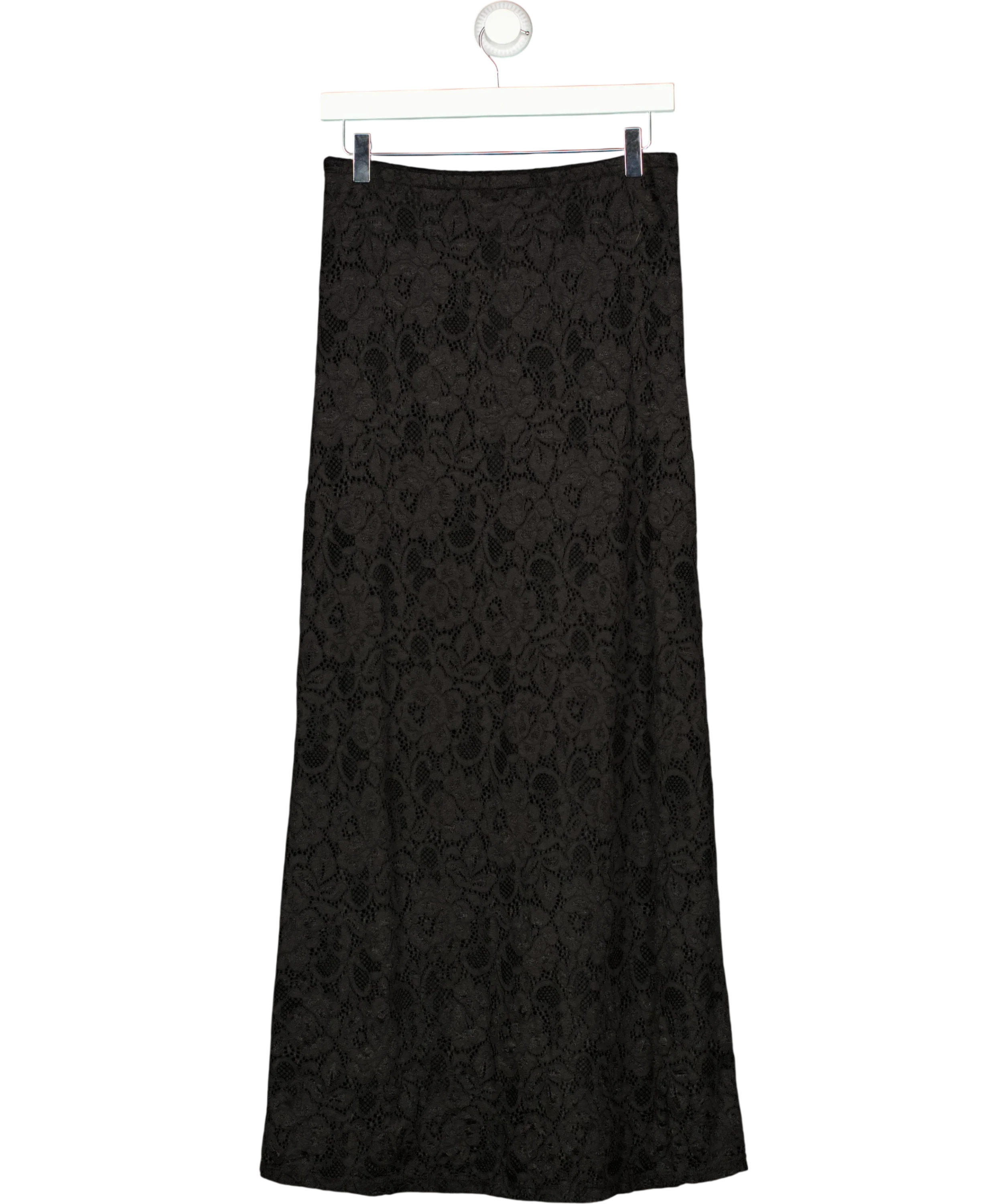 Charli Black Floral Lace Column Maxi Skirt Black, size UK S/M — back