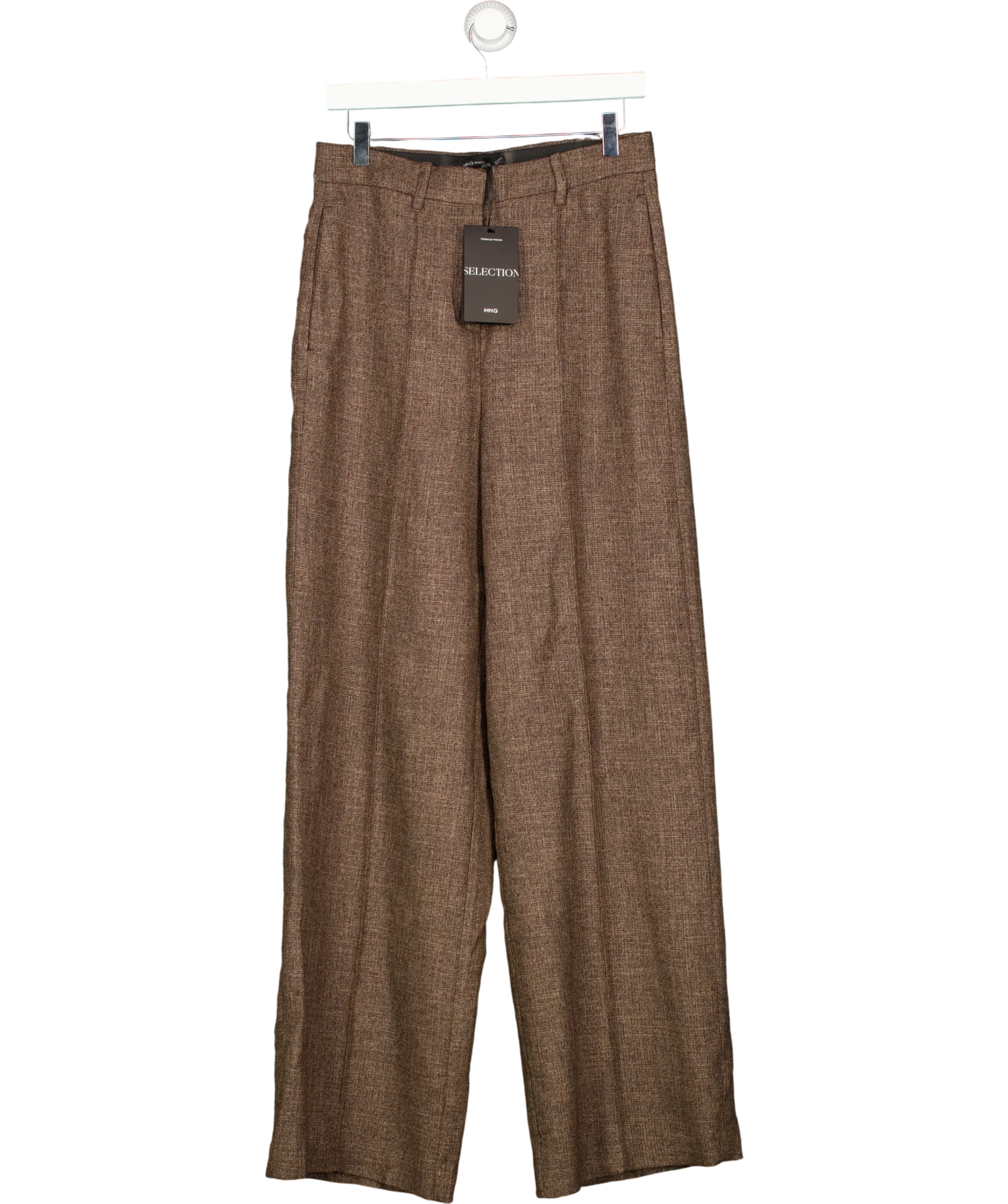 MANGO Brown Selection Flecked Suit Trousers Chocolate Brown EUR36, size UK 8 — front