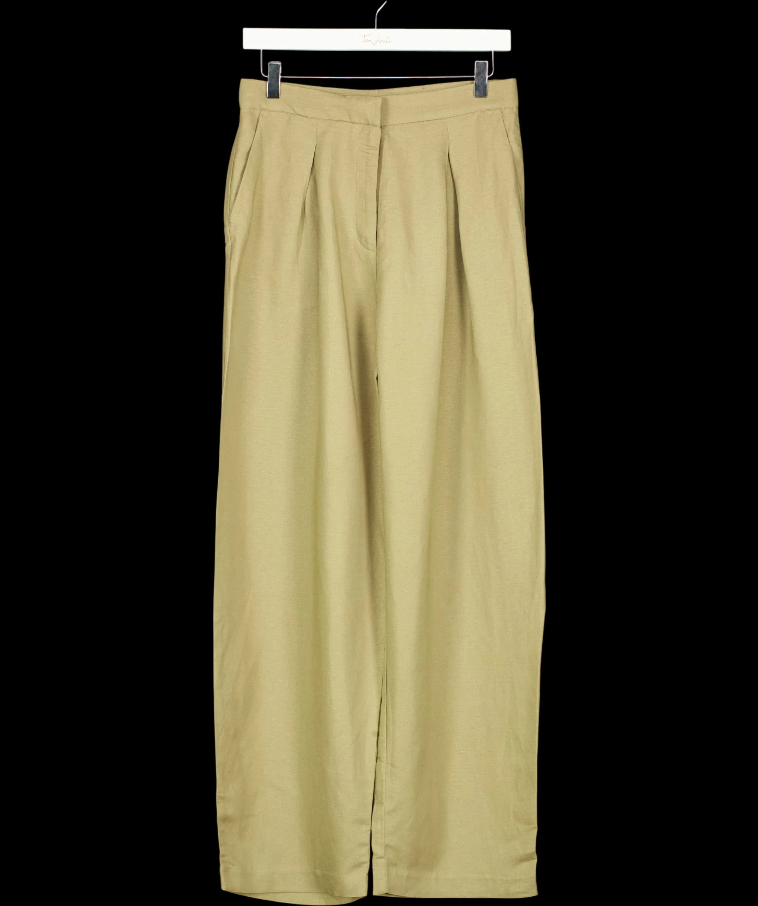 H&M Green Linen-Blend Barrel Trousers Sage Green, size UK 8 — detail