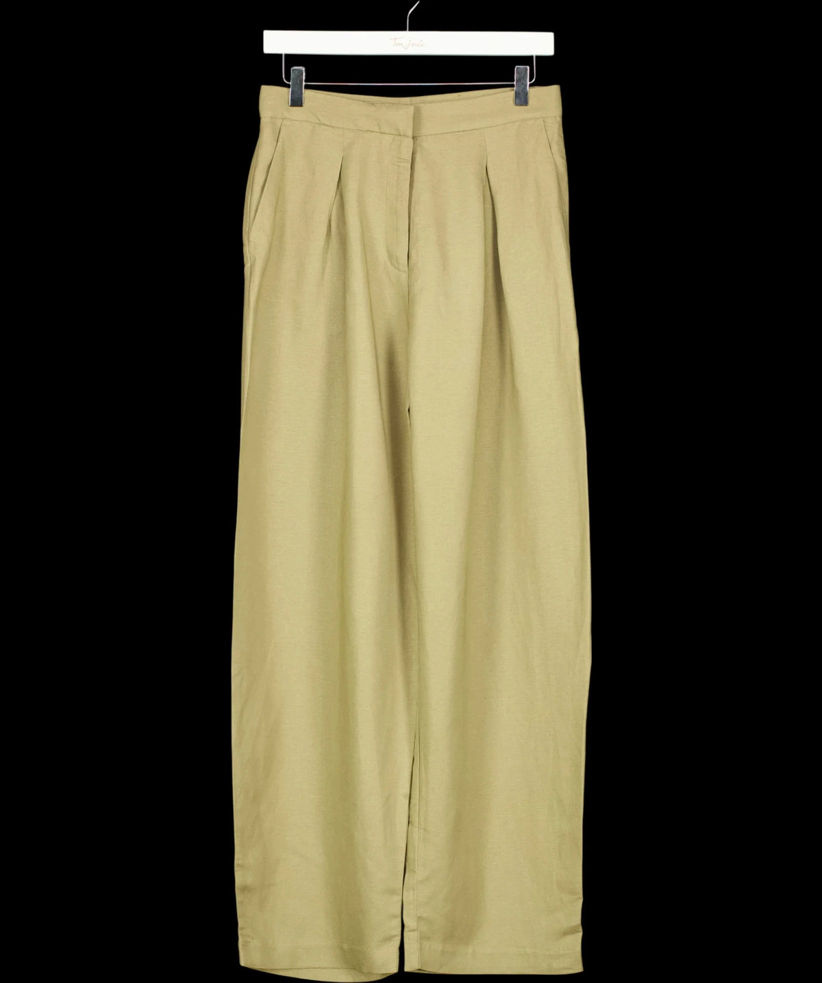 H&M Green Linen-Blend Barrel Trousers Sage Green, size UK 8 — detail