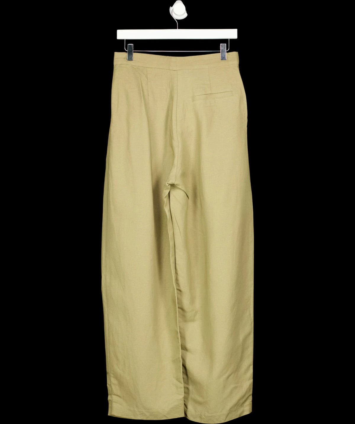 H&M Green Linen-Blend Barrel Trousers Sage Green, size UK 8 — label