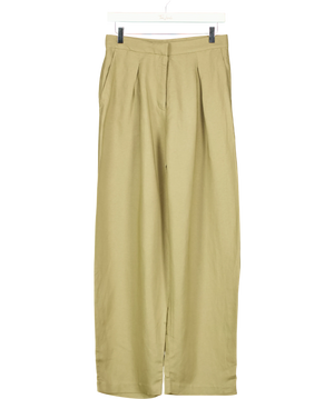 H&M Linen-blend Barrel Trousers Sage Green UK 8