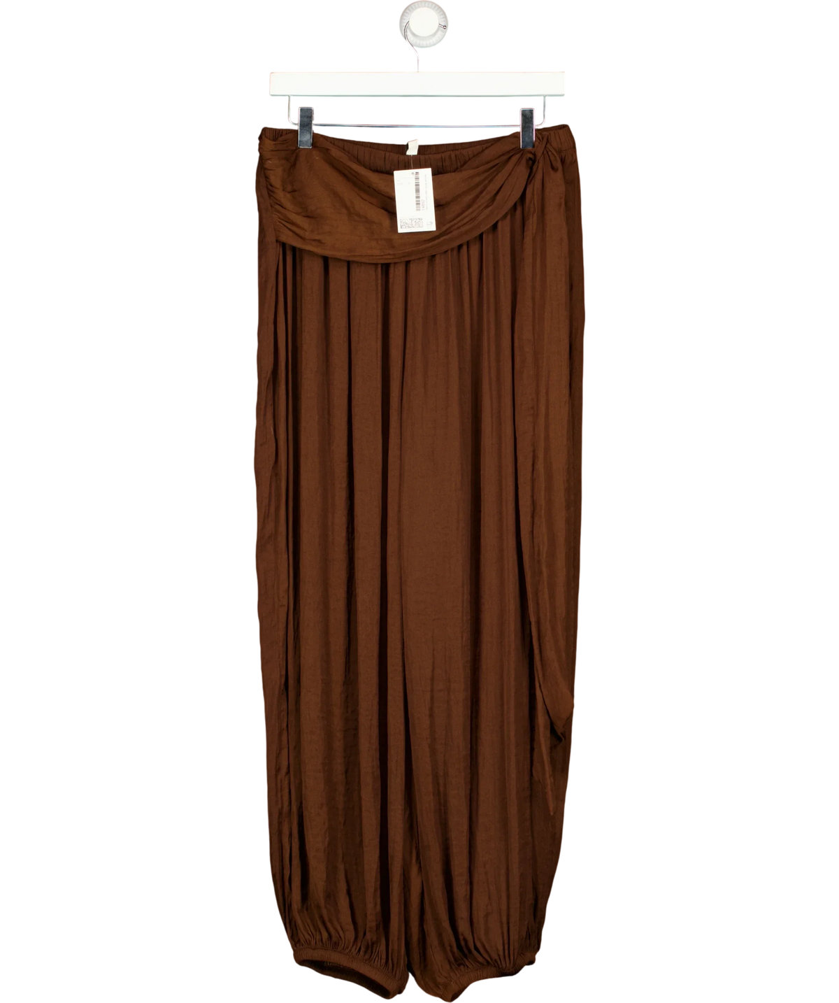 H&M Brown Draped-Panel Balloon Trousers Dark Brown, size UK S — front