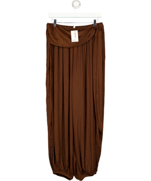 H&M Draped-panel Balloon Trousers Dark Brown UK S