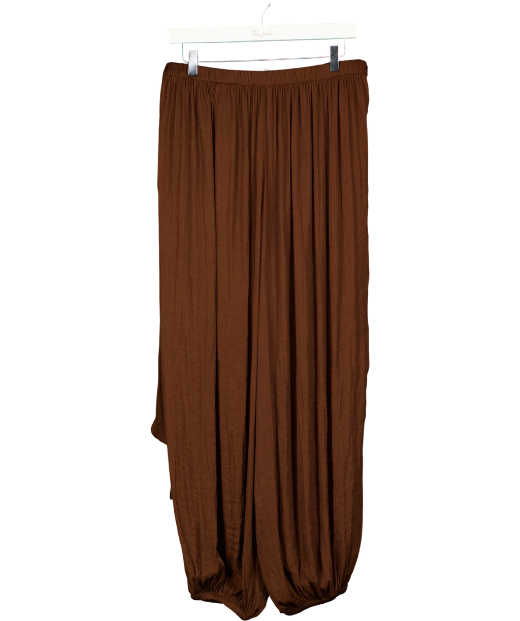 H&M Brown Draped-Panel Balloon Trousers Dark Brown, size UK S — back