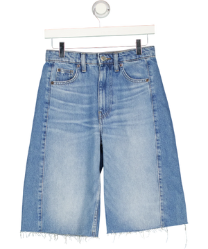 H&M High-waisted Contrast Panel Bermuda Denim Shorts Blue UK 8