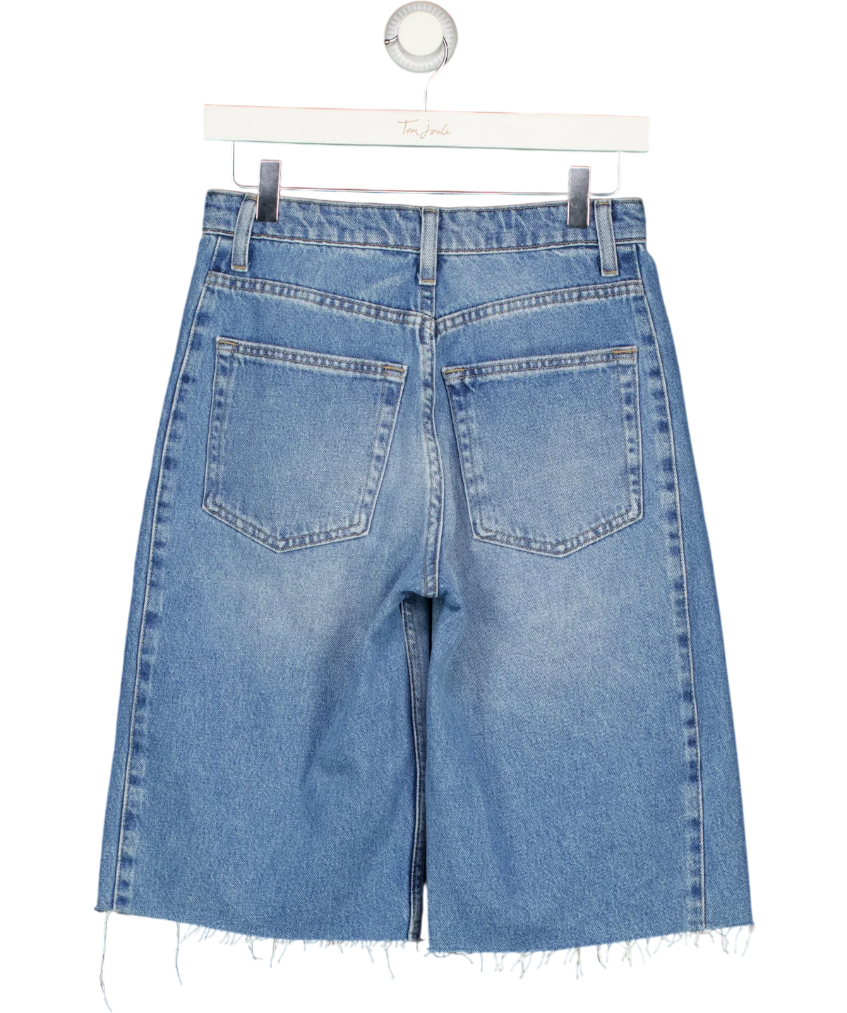 H&M Blue High-Waisted Contrast Panel Bermuda Denim Shorts Blue, size UK 8 — back