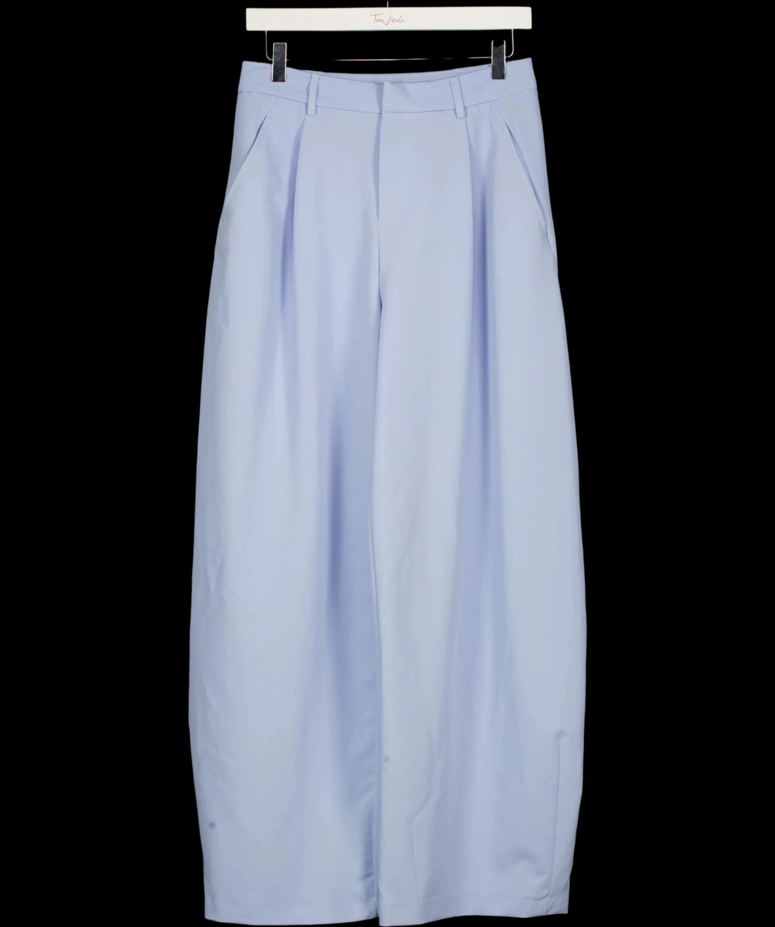 Bershka Blue High-Waisted Pleated Balloon Suiting Trousers Pastel Blue, size UK 8 — detail