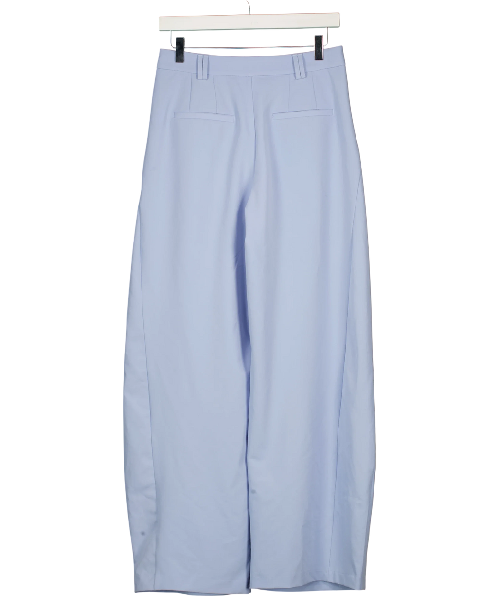Bershka Blue High-Waisted Pleated Balloon Suiting Trousers Pastel Blue, size UK 8 — back