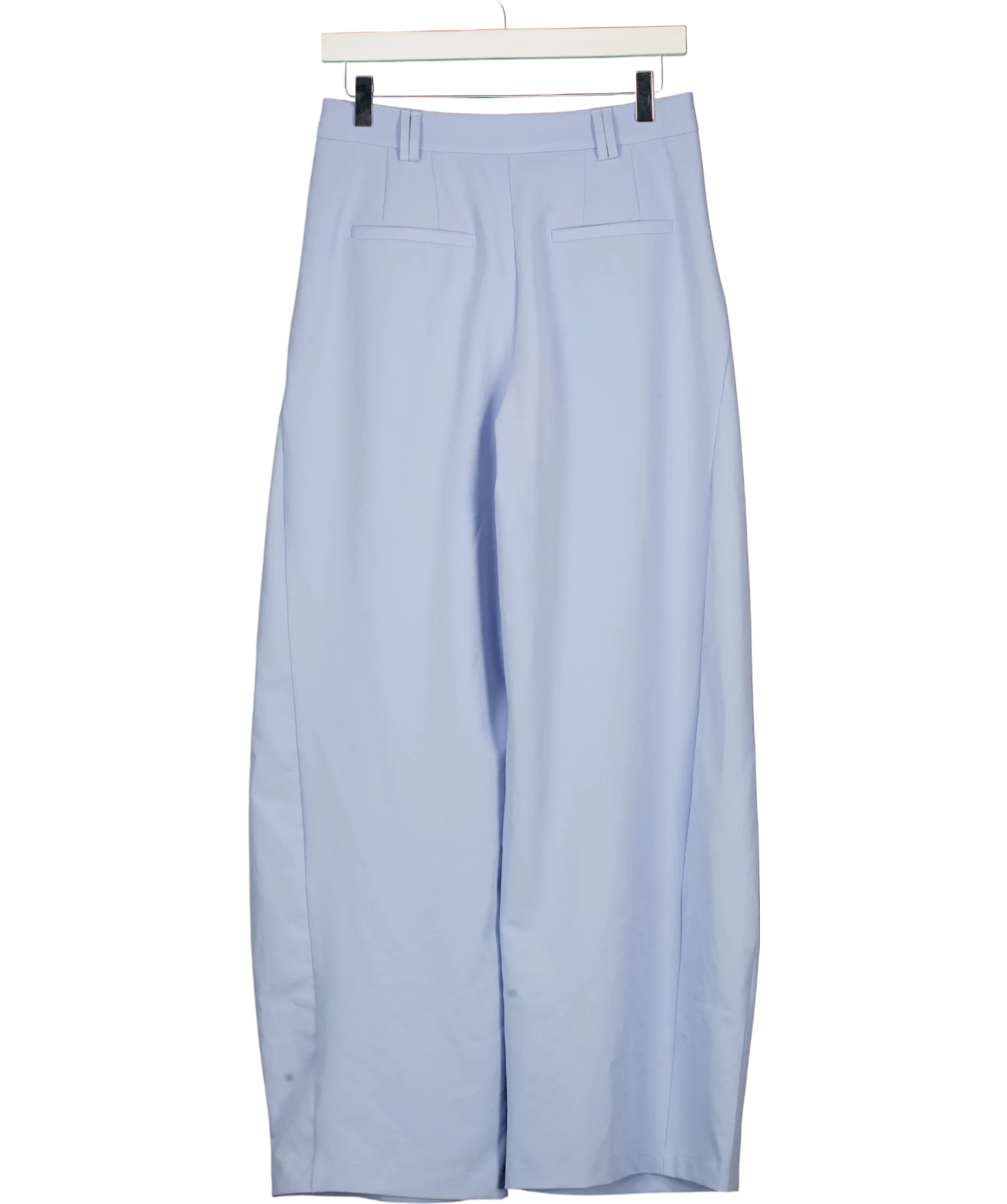 Bershka Blue High-Waisted Pleated Balloon Suiting Trousers Pastel Blue, size UK 8 — back