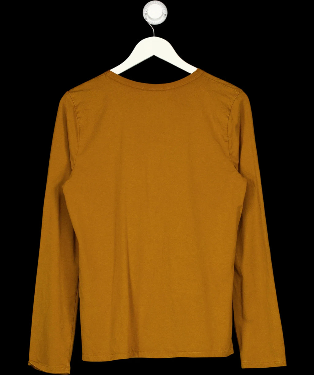 ZARA Brown tan brown Classic Slim Fit Long Sleeve T-Shirt, size UK M — label