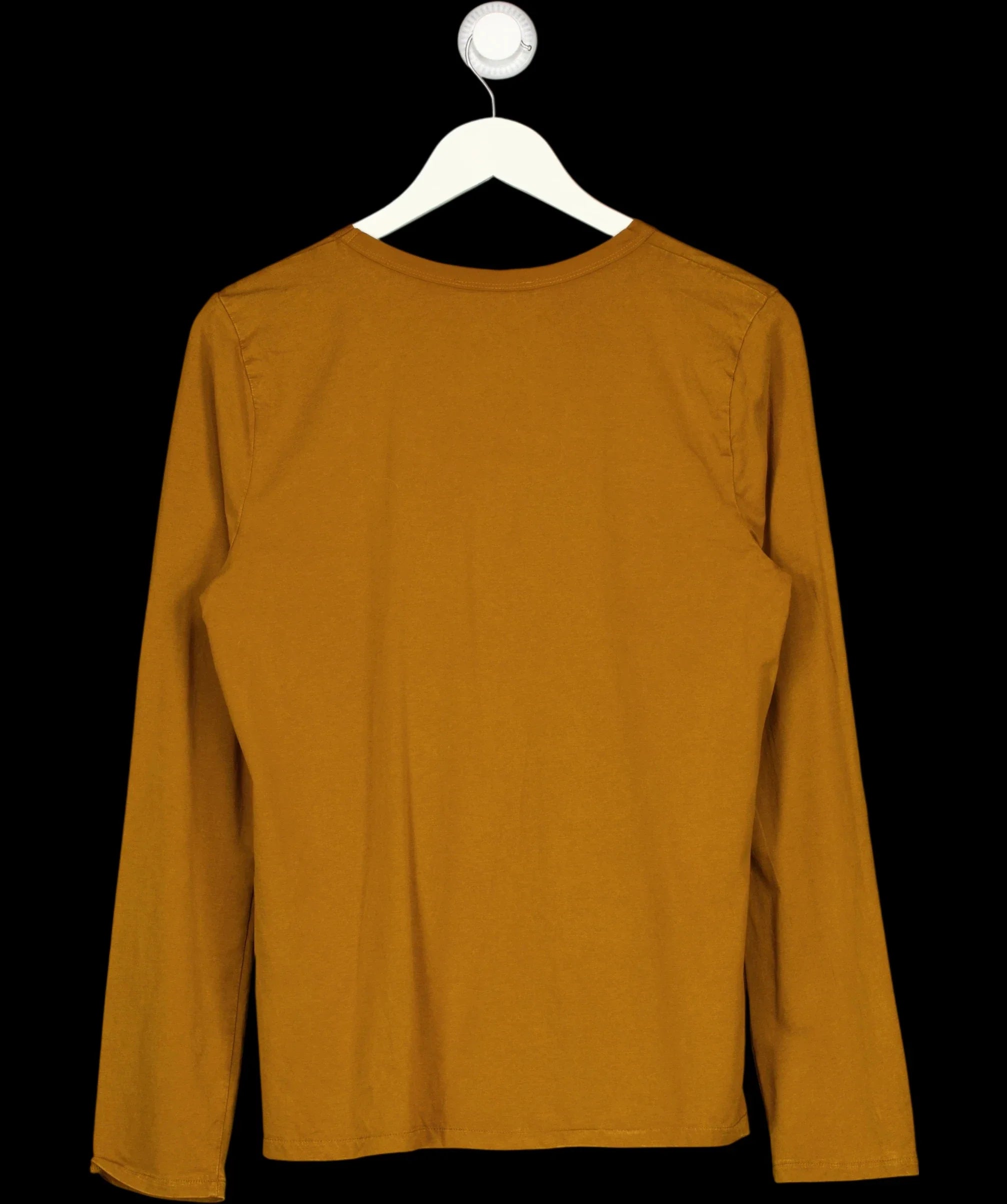 ZARA Brown tan brown Classic Slim Fit Long Sleeve T-Shirt, size UK M — label