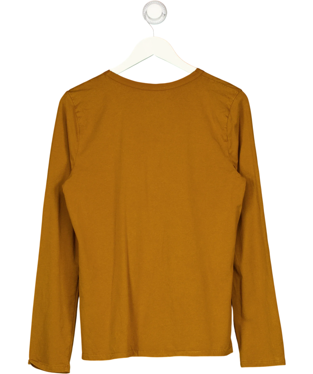 ZARA Brown tan brown Classic Slim Fit Long Sleeve T-Shirt, size UK M — back