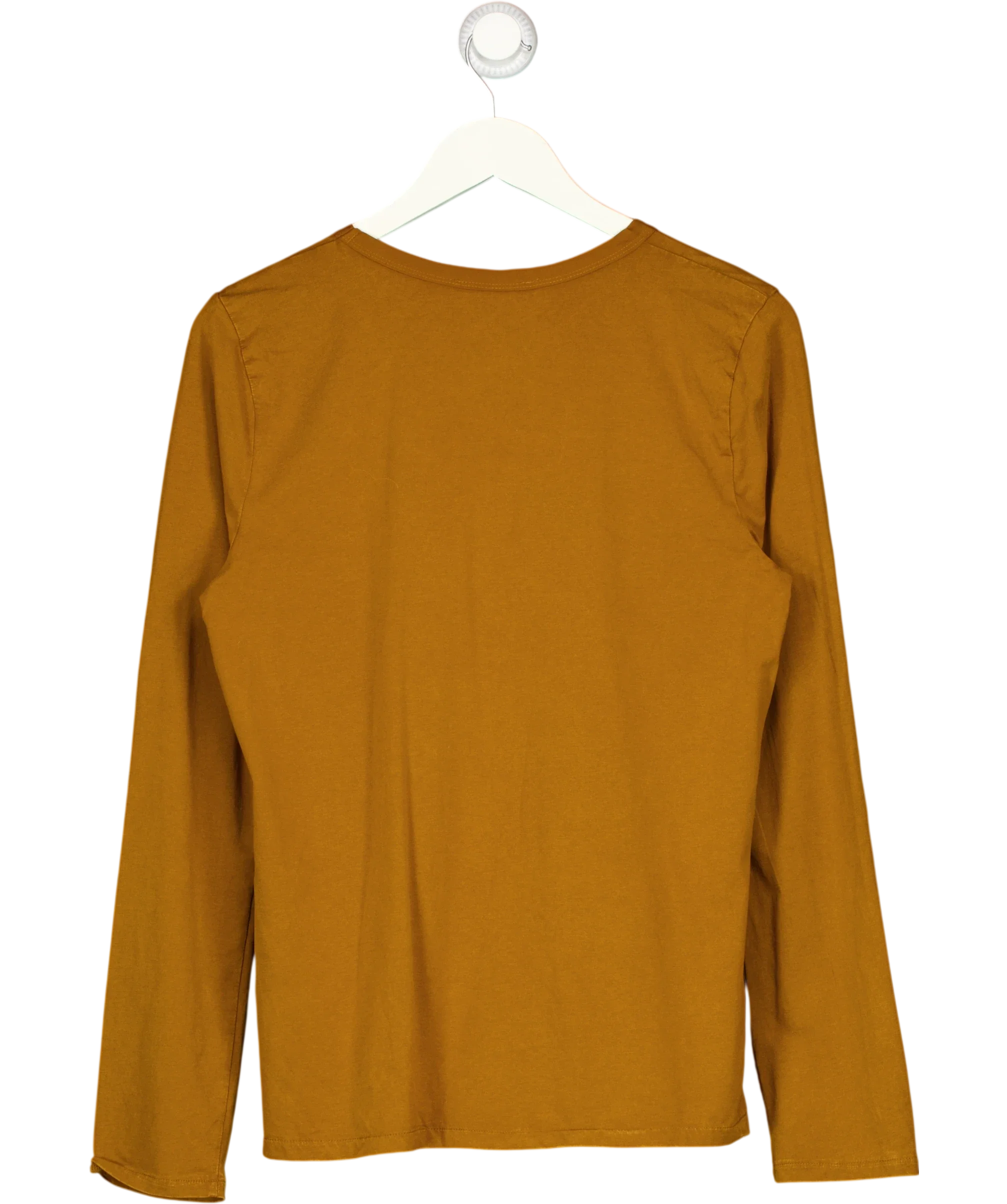 ZARA Brown tan brown Classic Slim Fit Long Sleeve T-Shirt, size UK M — back