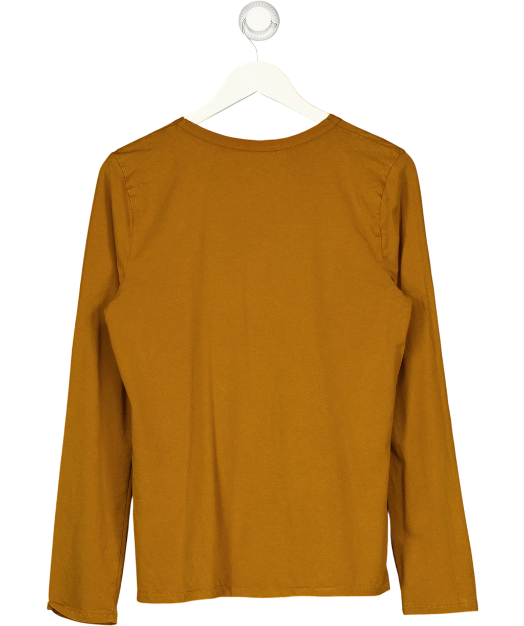 ZARA Brown tan brown Classic Slim Fit Long Sleeve T-Shirt, size UK M — back