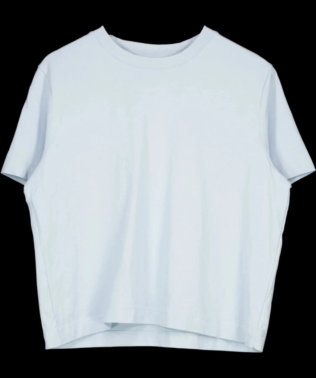 Selected Femme Blue Cropped Boxy Jersey T-Shirt Pale Blue, size UK M — detail