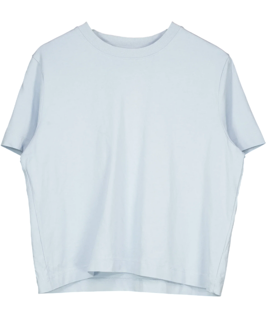 Selected Femme Blue Cropped Boxy Jersey T-Shirt Pale Blue, size UK M — front