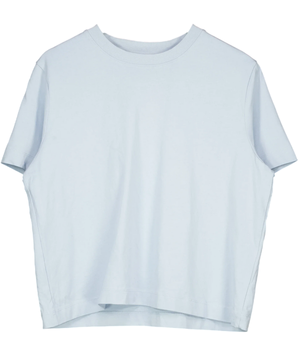 Selected Femme Blue Cropped Boxy Jersey T-Shirt Pale Blue, size UK M — front