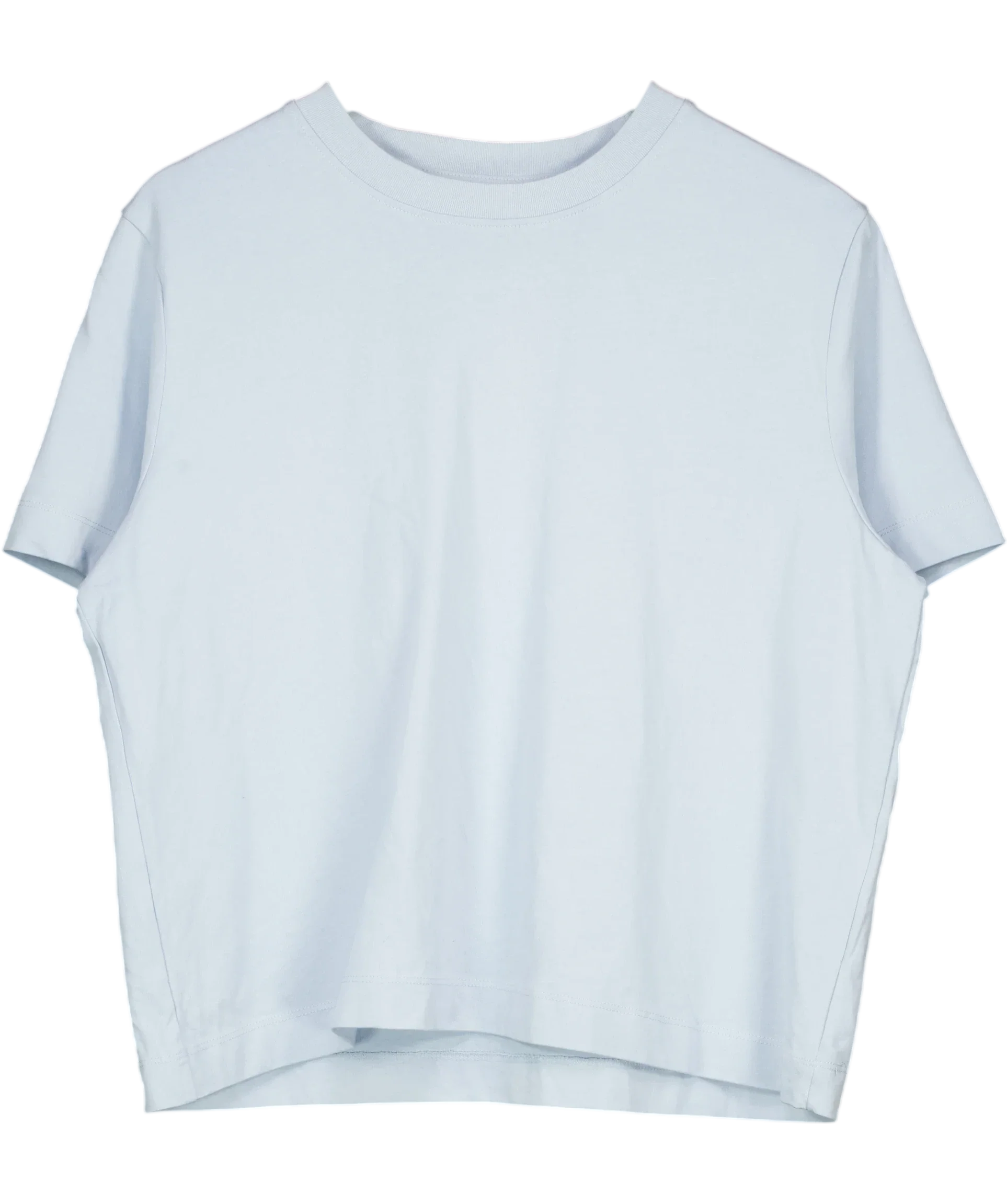 Selected Femme Blue Cropped Boxy Jersey T-Shirt Pale Blue, size UK M — front