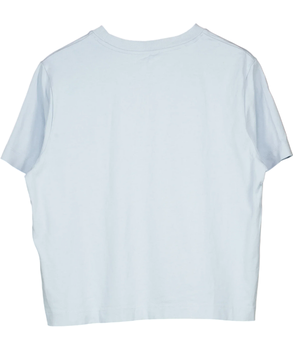 Selected Femme Blue Cropped Boxy Jersey T-Shirt Pale Blue, size UK M — back