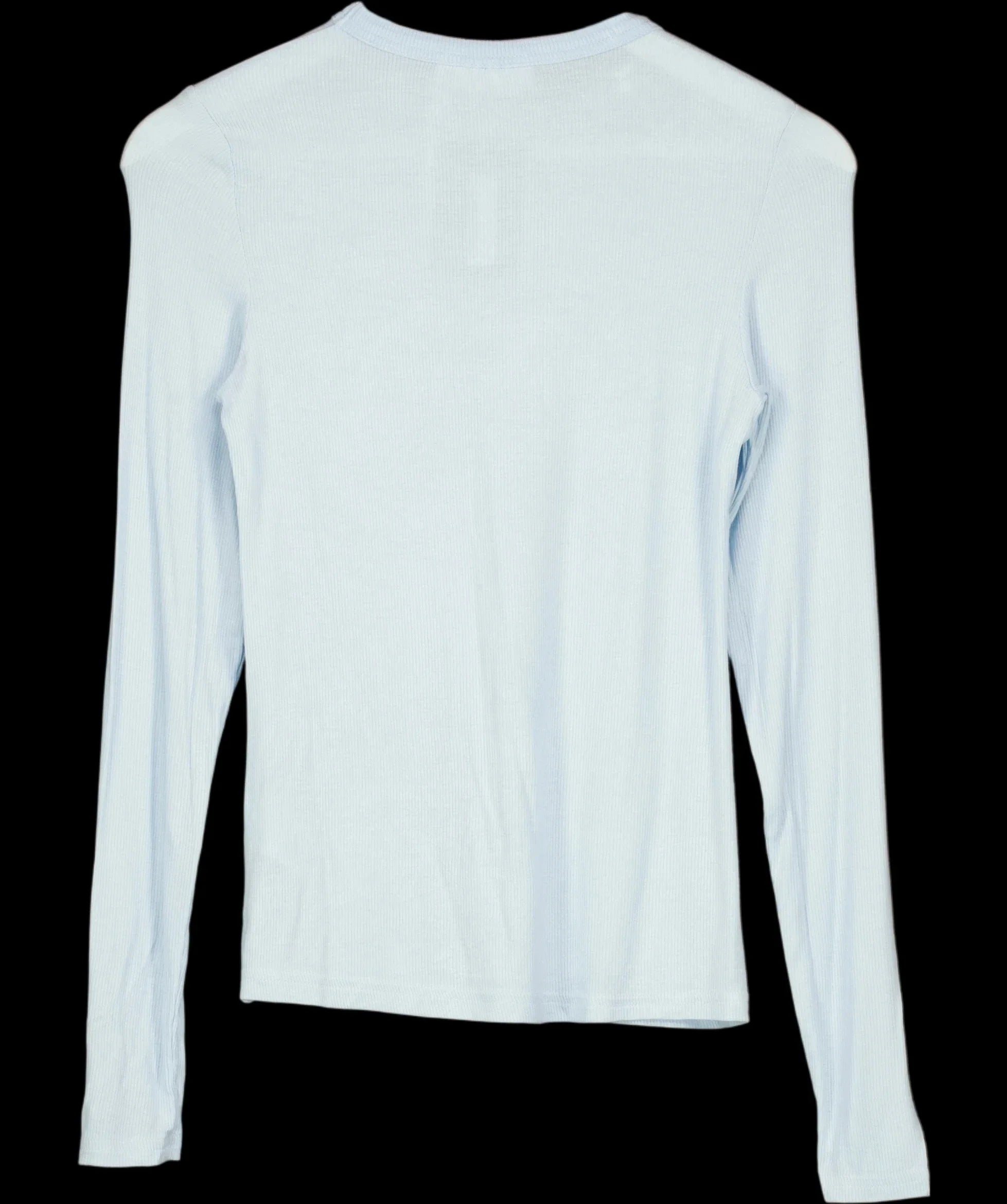 Weekday Blue Essence Long Sleeve Ribbed Jersey Top Pale Blue, size UK M — label