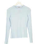 Weekday Blue Essence Long Sleeve Ribbed Jersey Top Pale Blue, size UK M — front