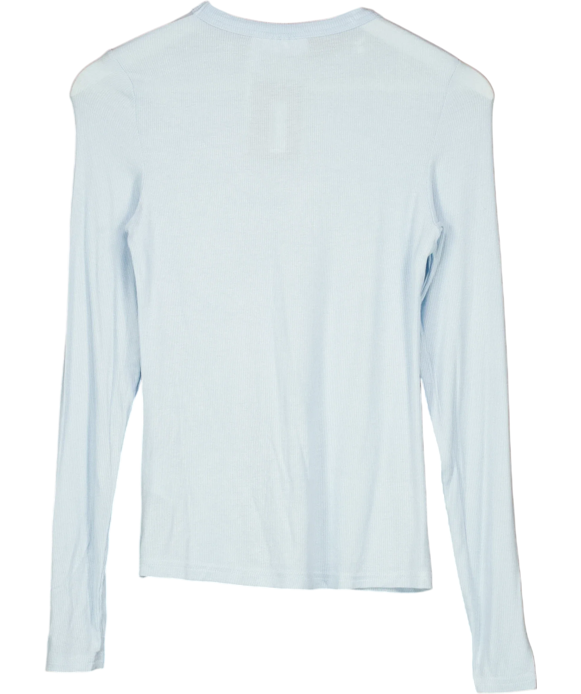 Weekday Blue Essence Long Sleeve Ribbed Jersey Top Pale Blue, size UK M — back