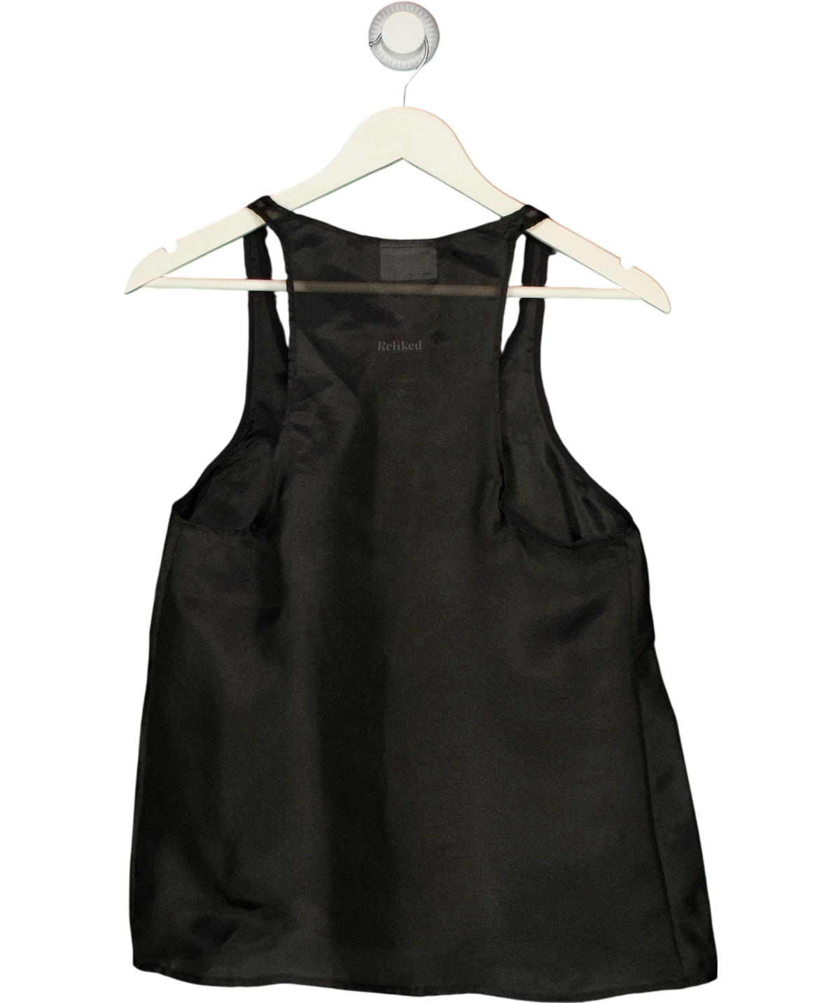 ASOS Black DESIGN Scoop Neck Sheer Cami Top Black, size UK 8 — back