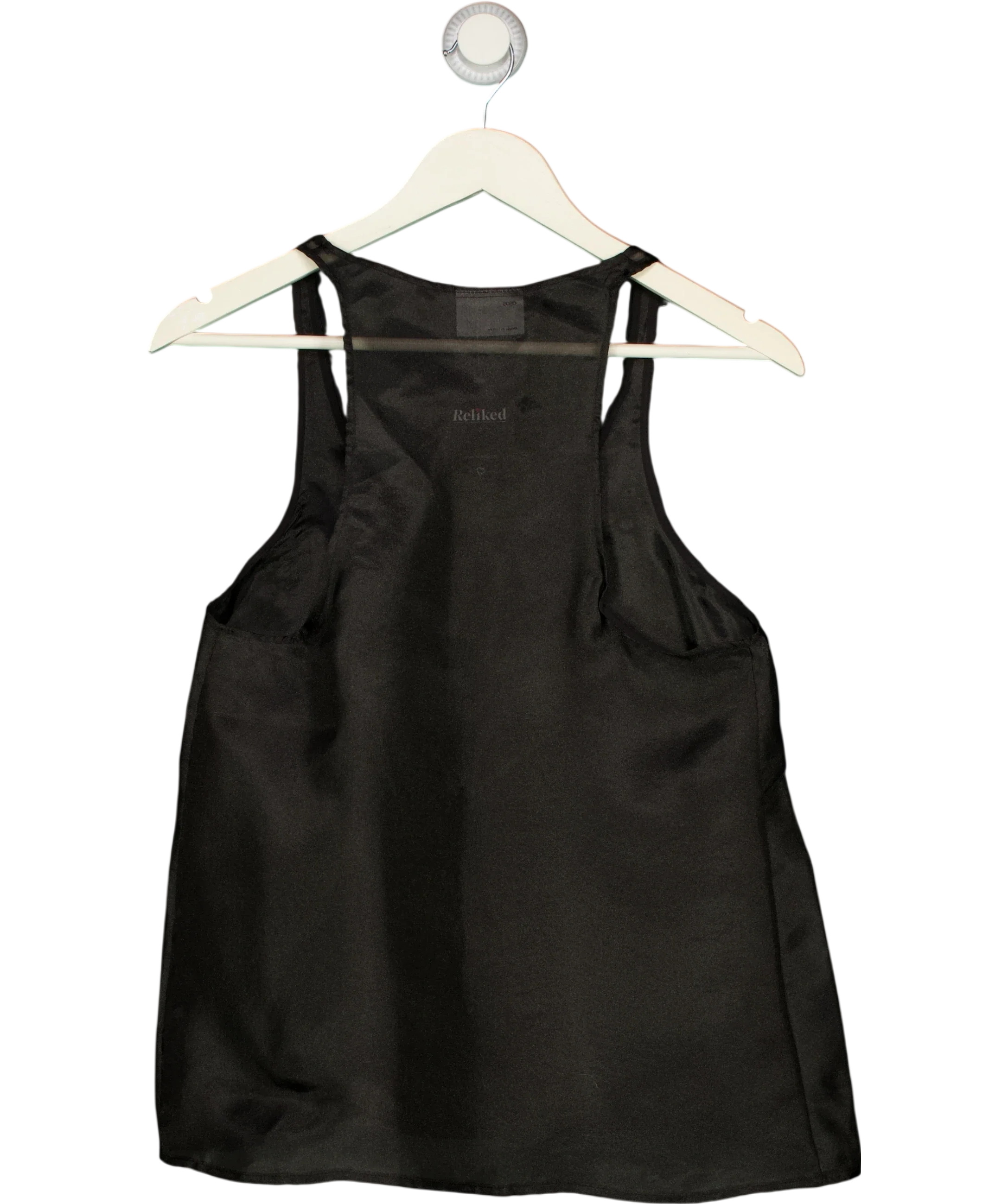ASOS Black DESIGN Scoop Neck Sheer Cami Top Black, size UK 8 — back