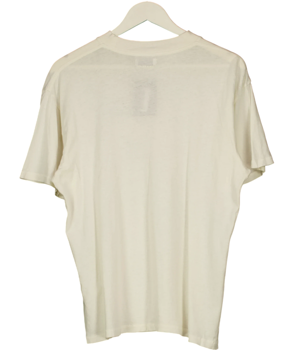 Anine Bing Cream Ashton Vintage Bing Graphic Tee Washed Buttercream, size UK M — back