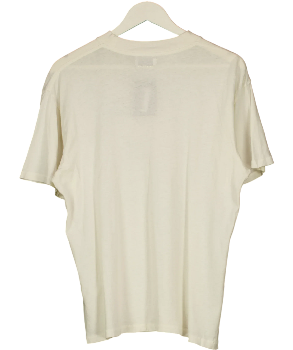 Anine Bing Cream Ashton Vintage Bing Graphic Tee Washed Buttercream, size UK M — back