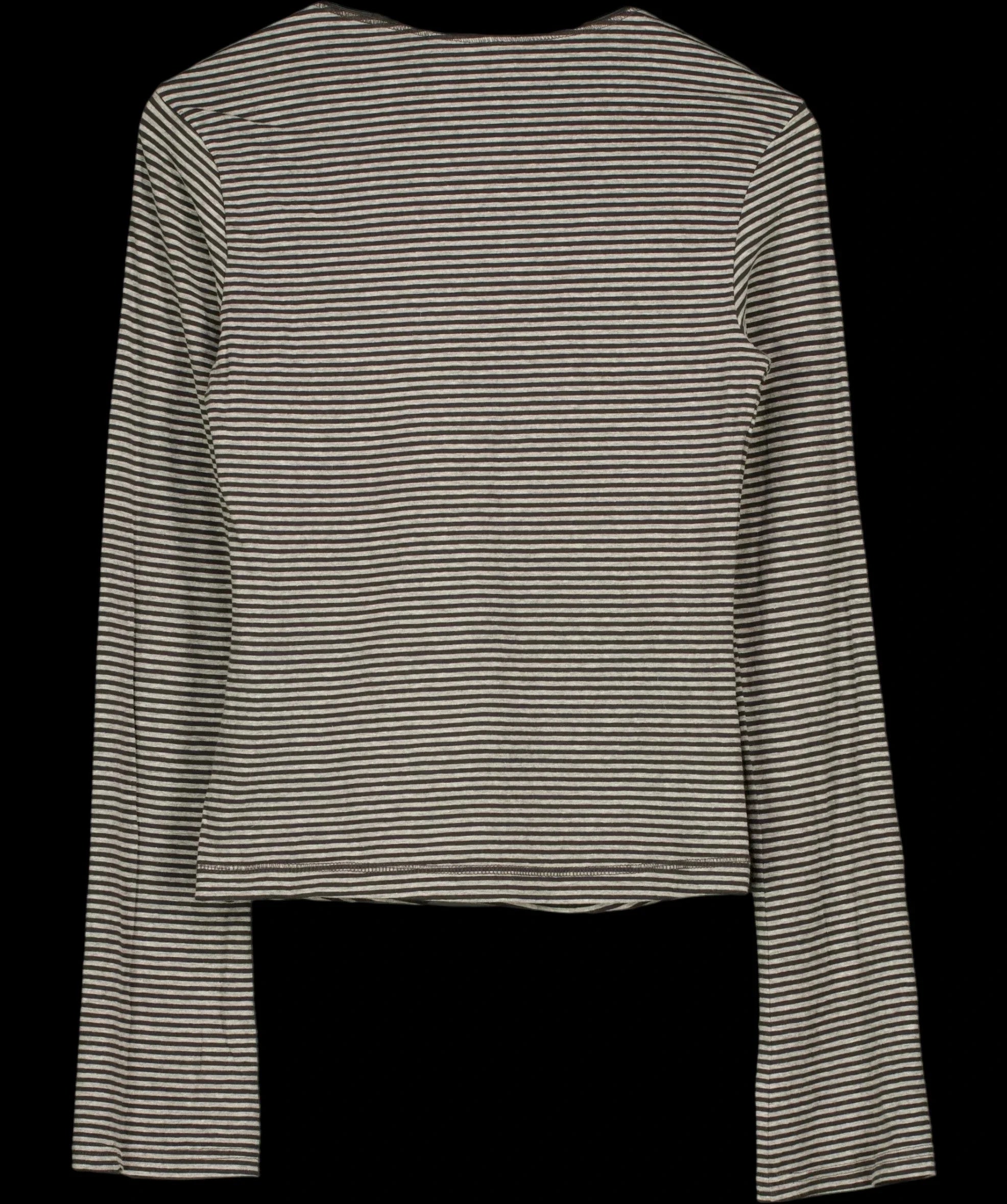 Weekday Grey Essence Long Sleeve Striped Jersey Top Grey, size UK M — label