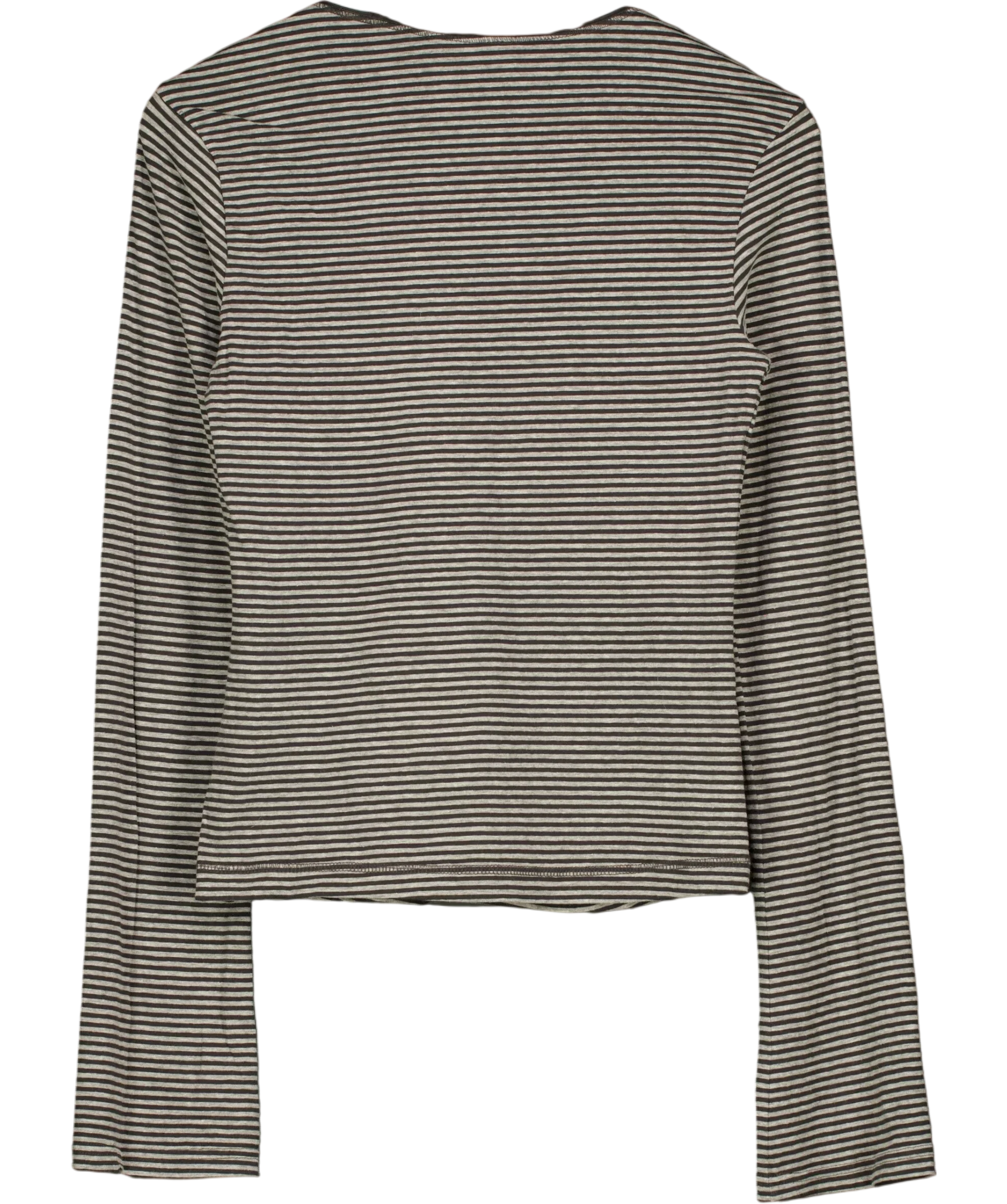 Weekday Grey Essence Long Sleeve Striped Jersey Top Grey, size UK M — back