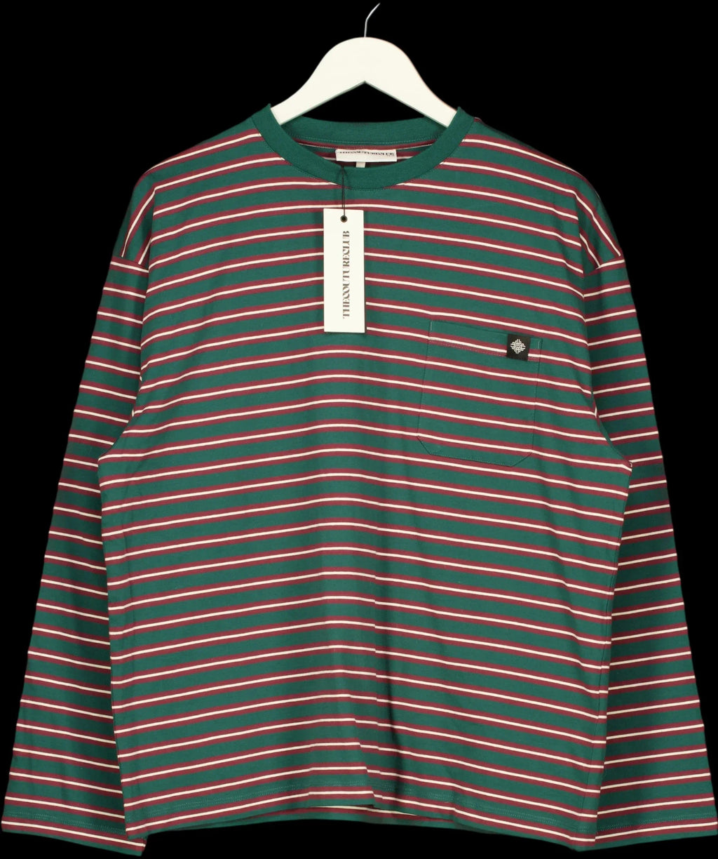 The Couture Club Green Multi Stripe Long Sleeve Pocket T-Shirt Green, size UK 10 — detail