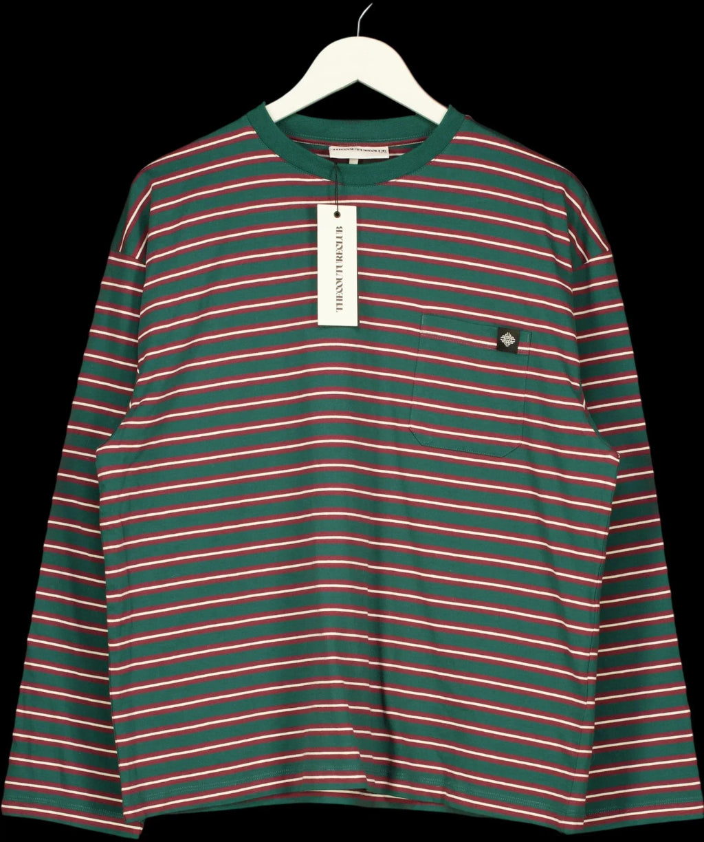 The Couture Club Green Multi Stripe Long Sleeve Pocket T-Shirt Green, size UK 10 — detail