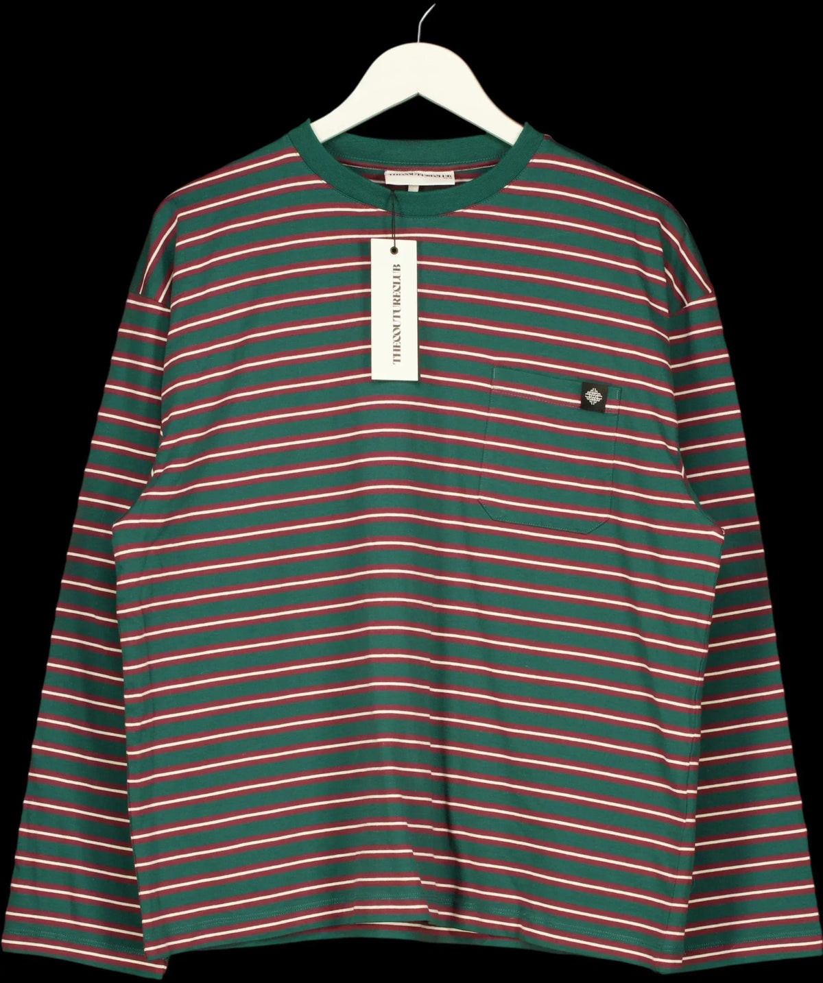 The Couture Club Green Multi Stripe Long Sleeve Pocket T-Shirt Green, size UK 10 — detail