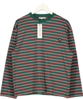 The Couture Club Green Multi Stripe Long Sleeve Pocket T-Shirt Green, size UK 10 — front